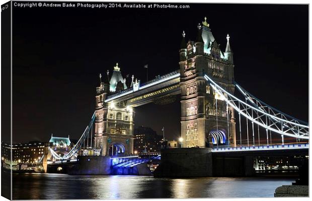   Tower Bridge London at Night Canvas Print by A B