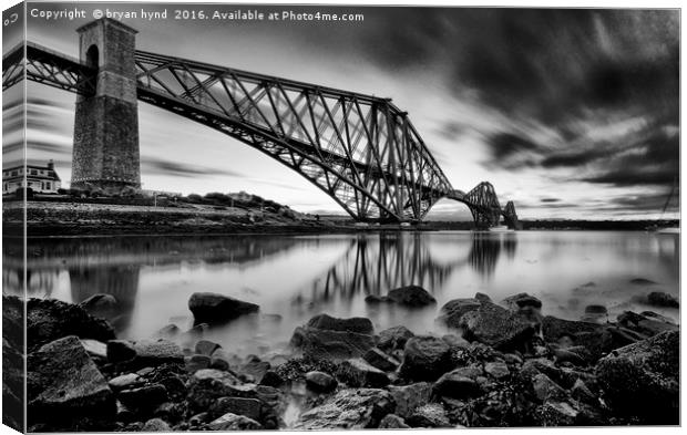 The Rail Bridge Black & White Canvas Print by bryan hynd