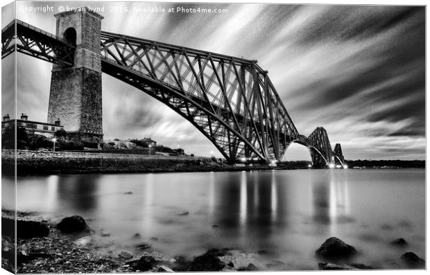 Forth Rail Bridge Black & White Canvas Print by bryan hynd