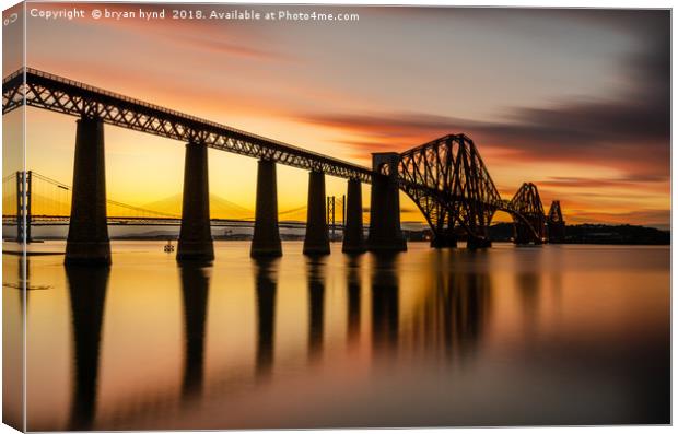 Rail Bridge Sunset Canvas Print by bryan hynd
