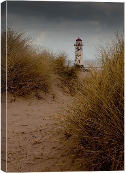 Talacre Beach Lighthouse Canvas Print by Steve Jackson