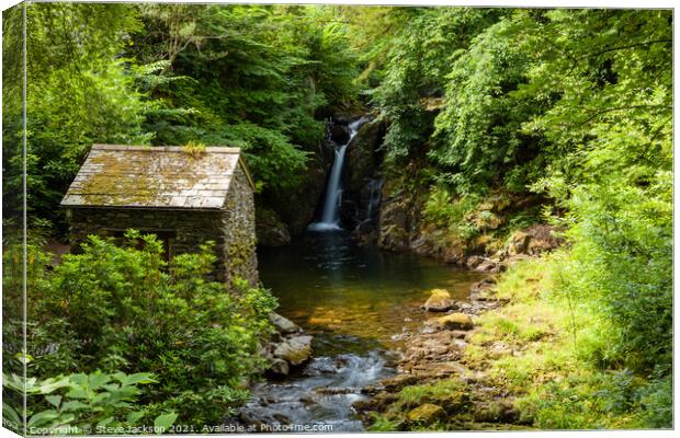 Rydal waterfall and Summer House Canvas Print by Steve Jackson