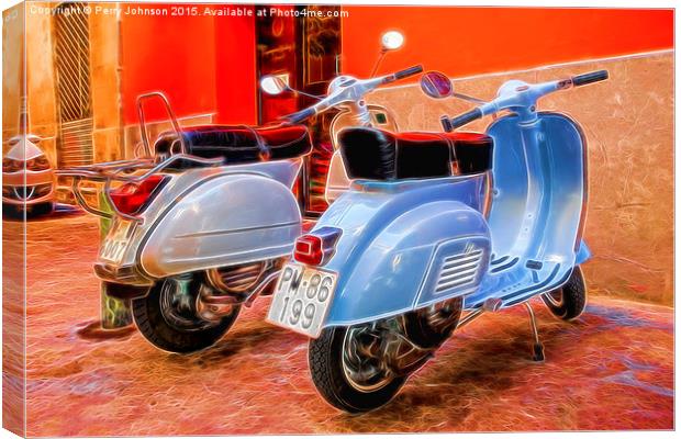 Scooters Canvas Print by Perry Johnson
