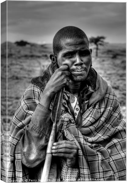 Maasai Farmer Canvas Print by Perry Johnson