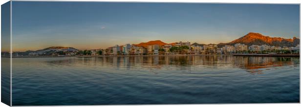 Panoramic view of Puerto Pollensa Canvas Print by Perry Johnson