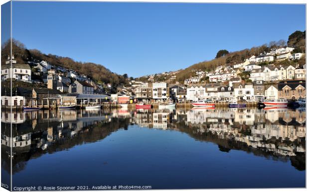Early morning reflections on The River Looe Canvas Print by Rosie Spooner