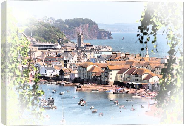 Teignmouth through the trees.  Canvas Print by Rosie Spooner