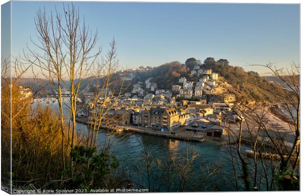 The River and East Looe just after sunrise  Canvas Print by Rosie Spooner
