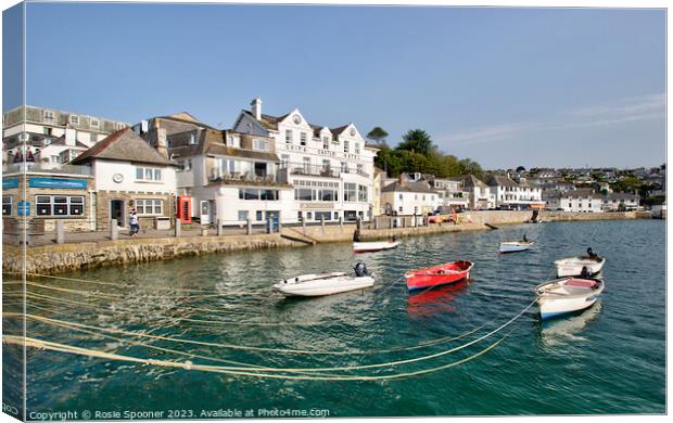 Boats moored at St Mawes Harbour Cornwall Canvas Print by Rosie Spooner