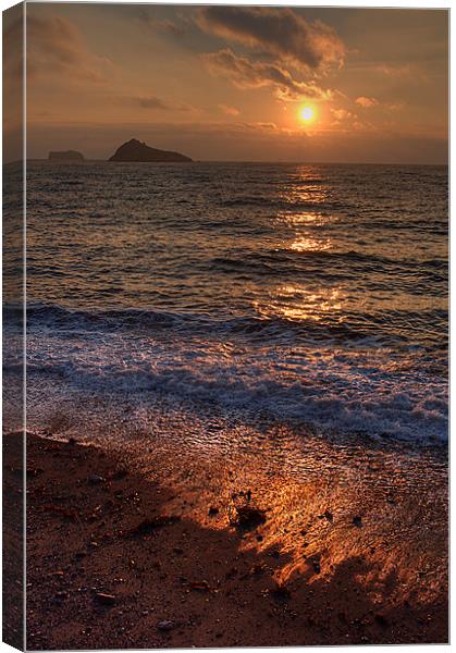 Sunrise at Meadfoot Beach Torquay Canvas Print by Rosie Spooner