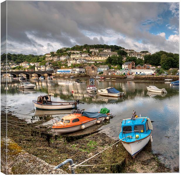 Low Tide on the River Looe Cornwall Canvas Print by Rosie Spooner