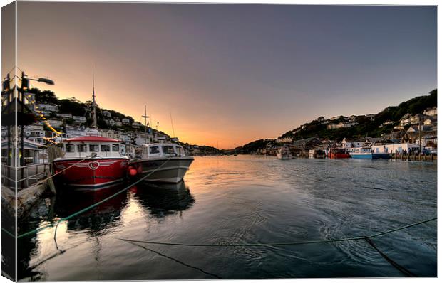  The sun goes down on the Looe River Canvas Print by Rosie Spooner