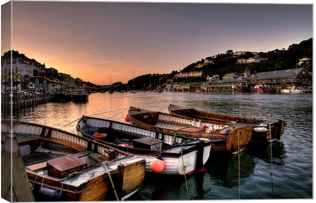  The sun goes down at Looe Canvas Print by Rosie Spooner