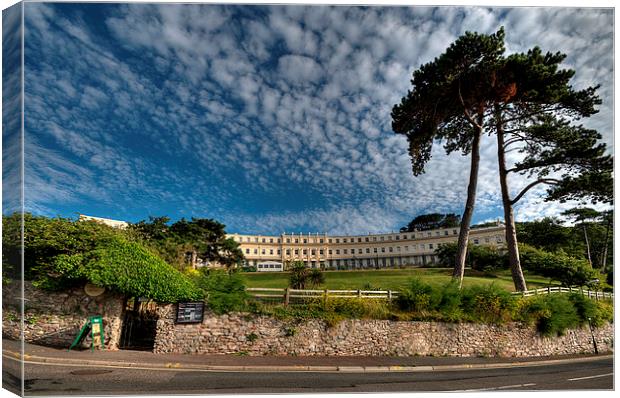  The Osborne Hotel overlooking Meadfoot Beach Torq Canvas Print by Rosie Spooner