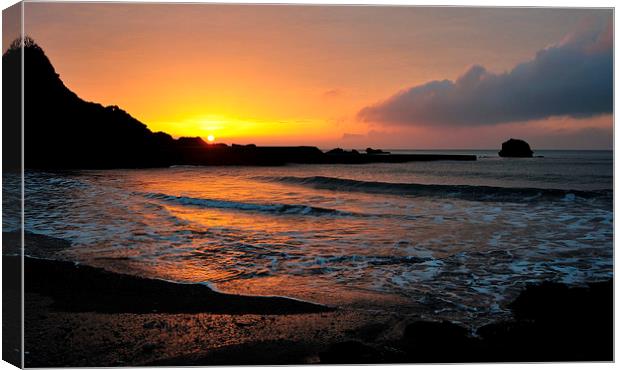 Millendreath Beach Looe at Sunrise Canvas Print by Rosie Spooner