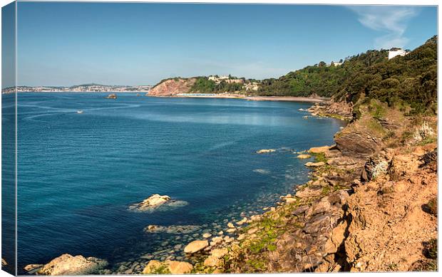  Meadfoot Beach Torquay view from the Coast Path Canvas Print by Rosie Spooner