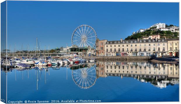 Perfect Blue sky reflections at Torquay Harbour  Canvas Print by Rosie Spooner