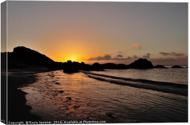 Sunrise on Looe Town Beach  Canvas Print by Rosie Spooner