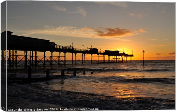 Sunrise by Teignmouth Pier in Devon Canvas Print by Rosie Spooner