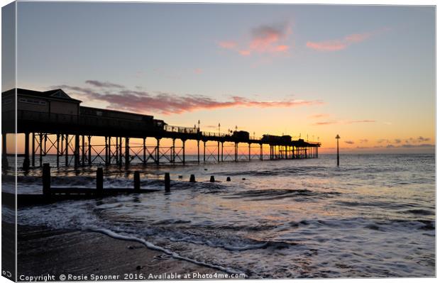 Sunrise at Teignmouth Pier Canvas Print by Rosie Spooner