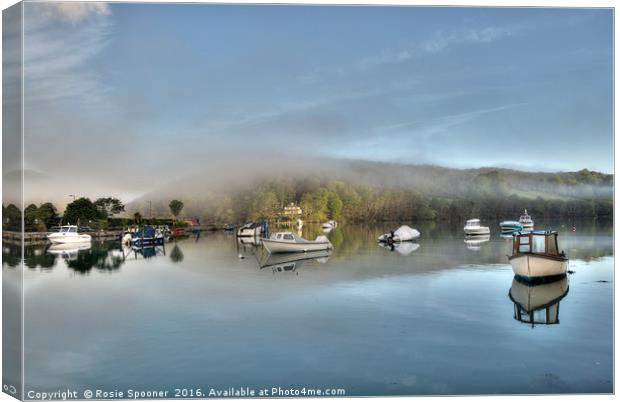 Misty reflections in the River Looe  Canvas Print by Rosie Spooner