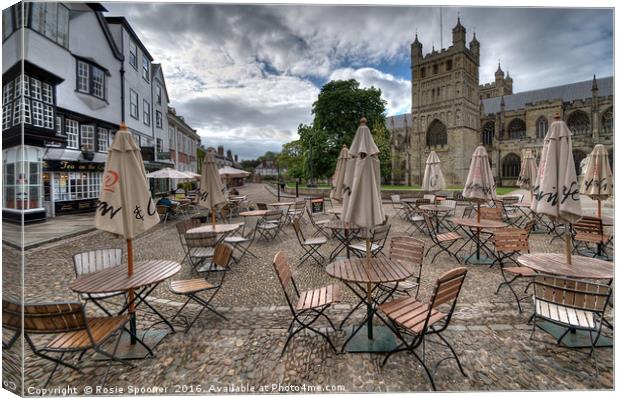 Early morning in Exeter Cathedral Yard  Canvas Print by Rosie Spooner