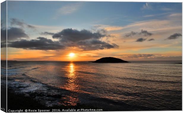 Looe island sunrise  Canvas Print by Rosie Spooner