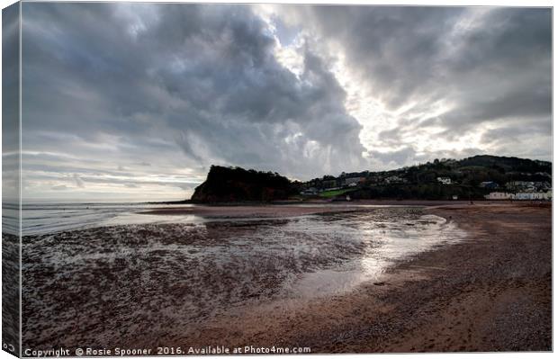 Low Tide looking towards The Ness Headland Shaldon Canvas Print by Rosie Spooner