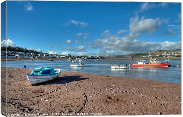 Winter on Teignmouth Back Beach on the River Teign Canvas Print by Rosie Spooner
