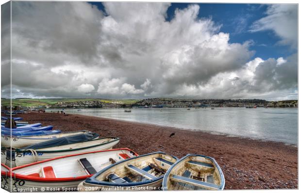 Clouds gather over at Shaldon on the River Teign Canvas Print by Rosie Spooner