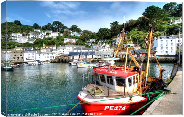 Fishing boats at Polperro Harbour  Canvas Print by Rosie Spooner