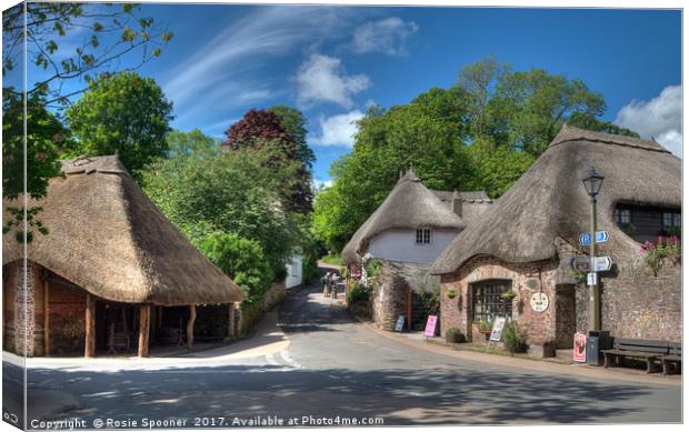 The Old Forge and Thatched Cottages at Cockington  Canvas Print by Rosie Spooner