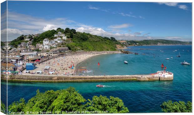 The River Looe,  Town Beach and Banjo Pier Canvas Print by Rosie Spooner