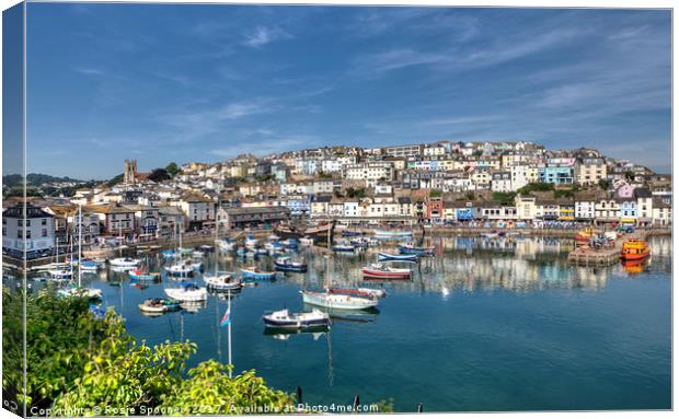 Early morning reflections at Brixham Harbour  Canvas Print by Rosie Spooner