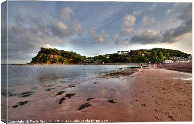 Teignmouth Beach looking towards the Ness Headland Canvas Print by Rosie Spooner