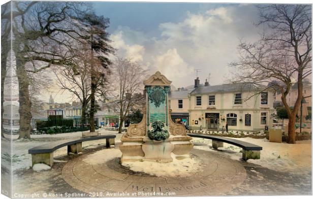 Wellswood Village Torquay on a rare snowy day Canvas Print by Rosie Spooner