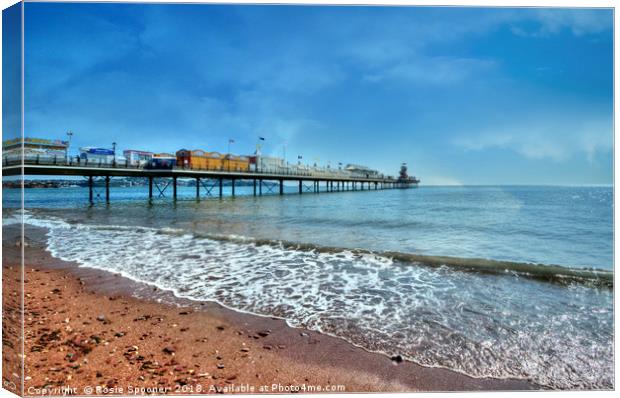 Early morning by Paignton Pier Canvas Print by Rosie Spooner