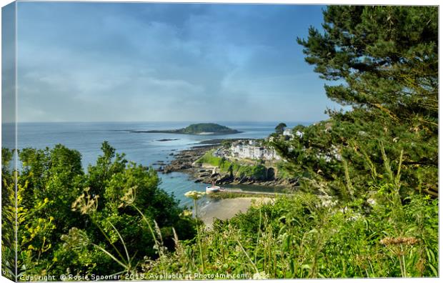 View of The Looe island and The Banjo Pier  Canvas Print by Rosie Spooner