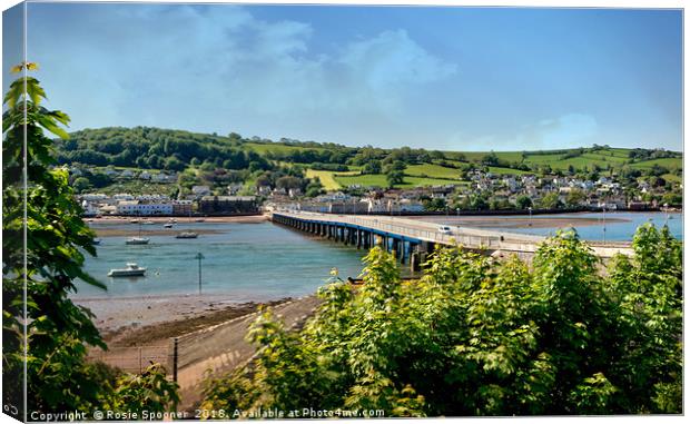 Teignmouth and Shaldon Bridge over the River Teign Canvas Print by Rosie Spooner