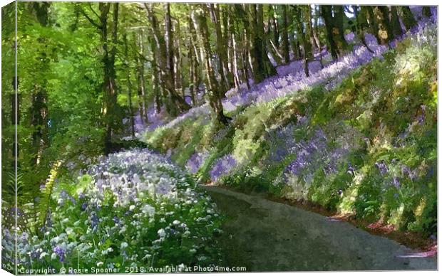 Driving through the bluebells woods near Looe Canvas Print by Rosie Spooner