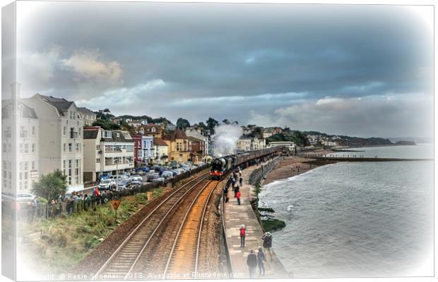 The Flying Scotsman passing Dawlish in South Devon Canvas Print by Rosie Spooner