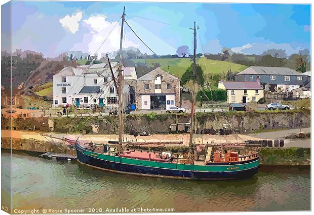 Tall Ship in Charlestown Cornwall Canvas Print by Rosie Spooner