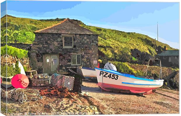 Fishing Boat at Mullion on the Lizard Peninsula Canvas Print by Rosie Spooner