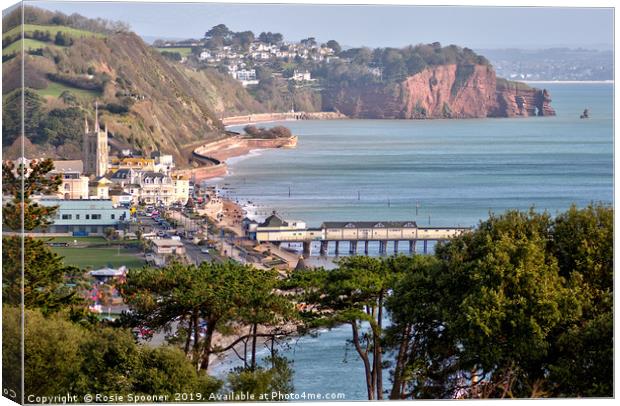 View of Teignmouth and The Parson and Clerk Rocks  Canvas Print by Rosie Spooner