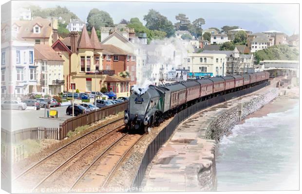 Steam train passing through Dawlish in South Devon Canvas Print by Rosie Spooner
