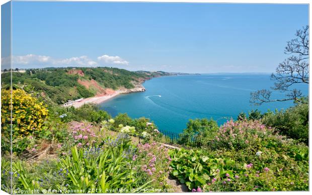 Oddicombe Beach view from Babbacombe Downs Torquay Canvas Print by Rosie Spooner