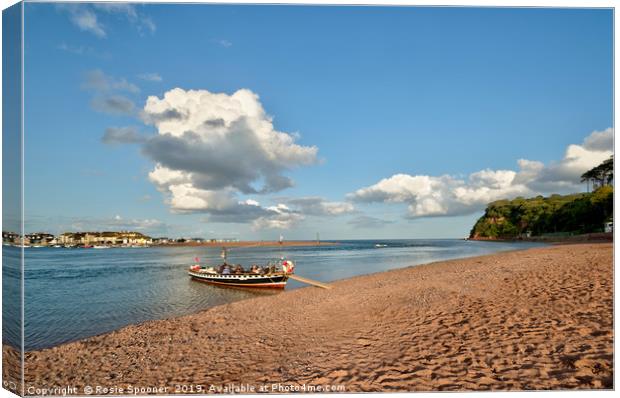 The Ferry approaching Shaldon Beach Canvas Print by Rosie Spooner