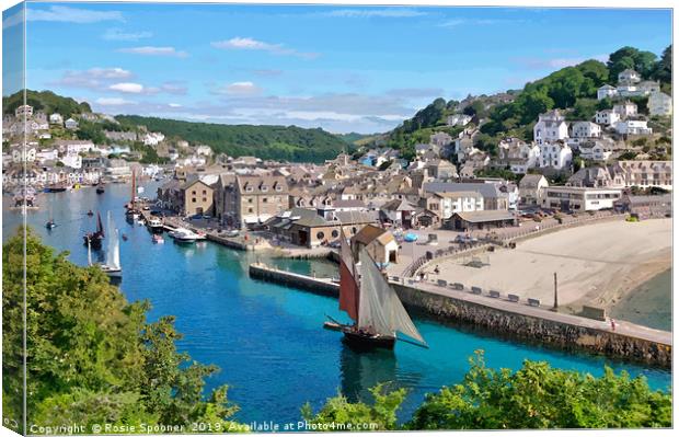 Luggers head down the River Looe for the Regatta Canvas Print by Rosie Spooner