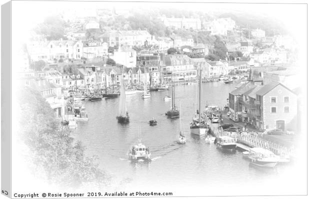 Looe Lugger Regatta in black and white Canvas Print by Rosie Spooner