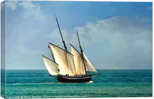  Lugger sailing boat Grayhound in Looe Cornwall Canvas Print by Rosie Spooner